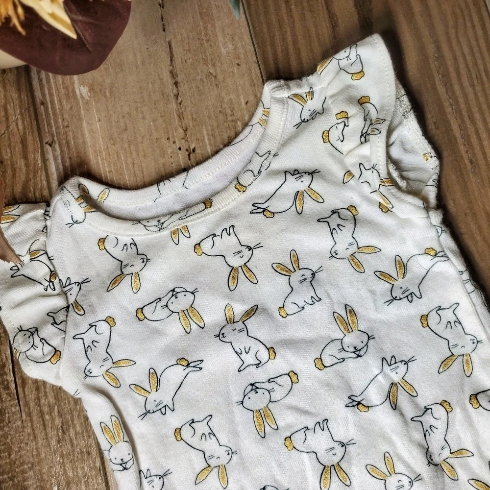 Carter's Baby Girl Infants Size 6m Bunny Rabbit Bodysuit Easter Spring Cotton